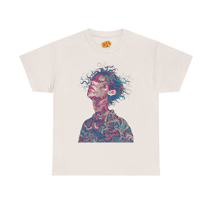 Line Drawing Multicolor Human Graphic Art Tee Shirt