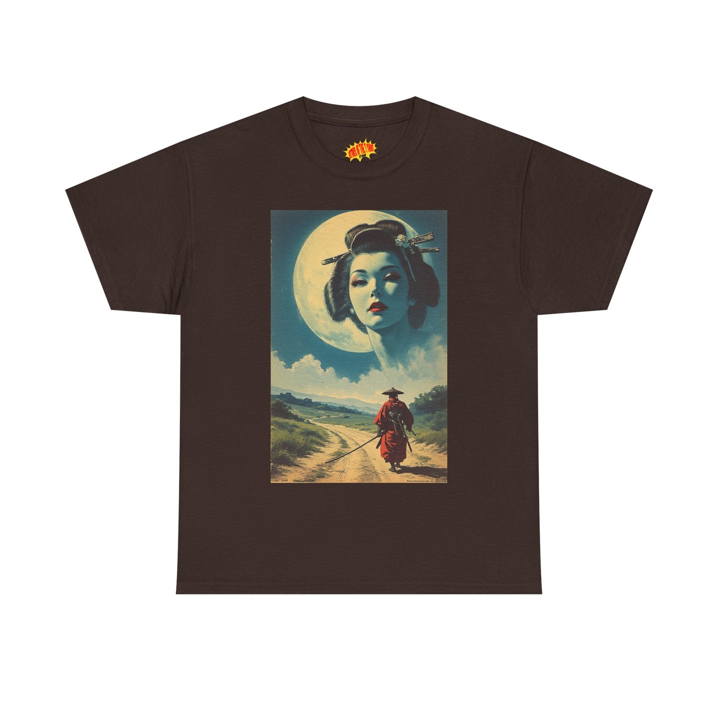 Travelling Samurai w/Moon Geisha Woman T-Shirt *Multiple Colors*