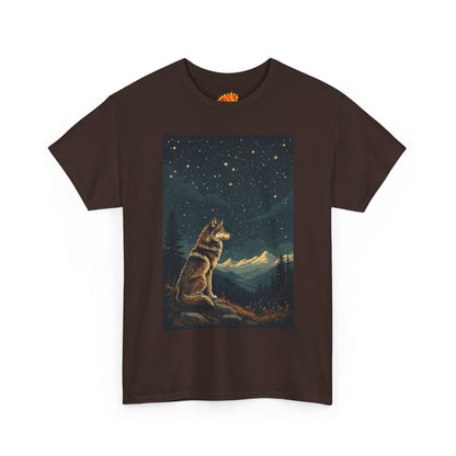 Mountain Wolf with Starry Night T-Shirt