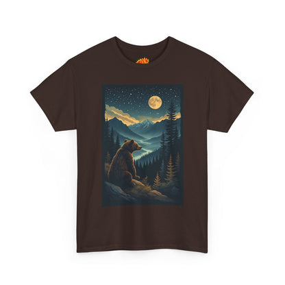 Sitting Grizzly Bear Full Moon Scene T-Shirt