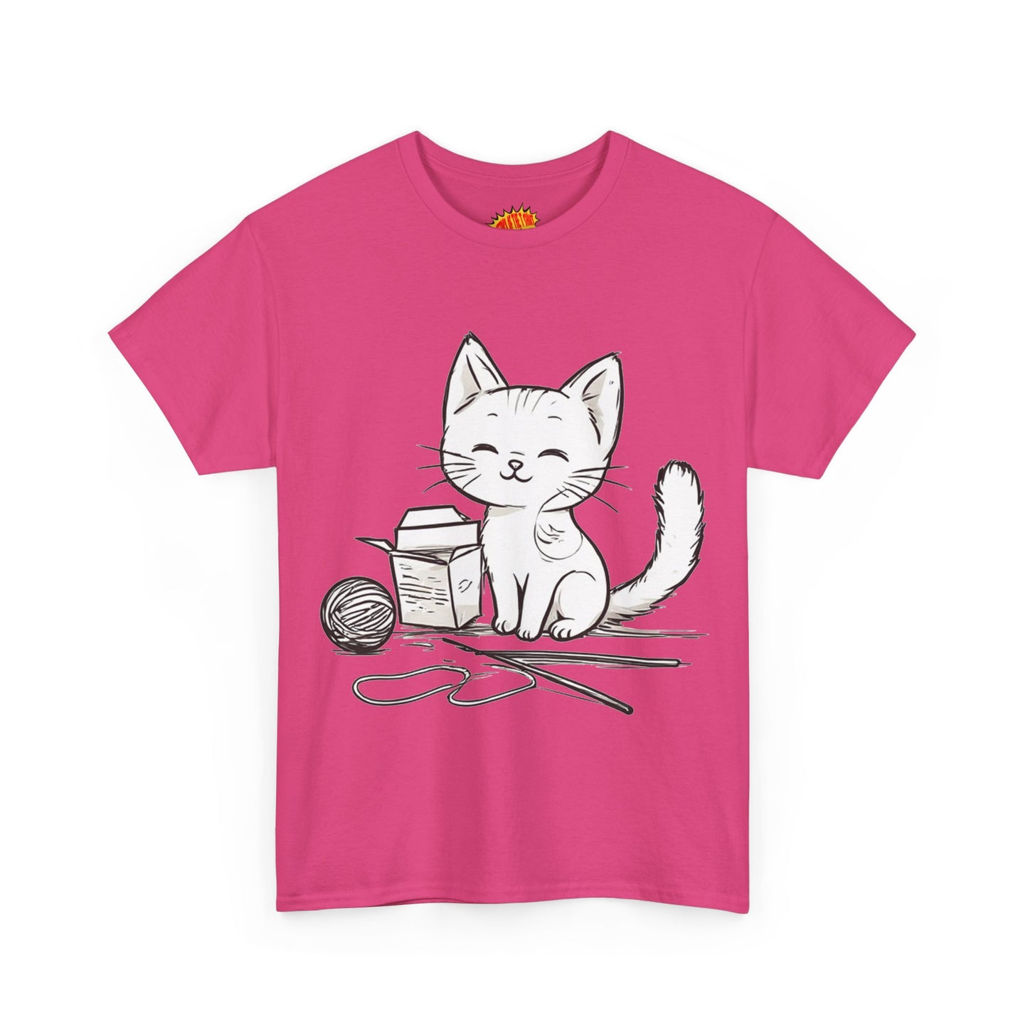 White Cat w/Takeout Yarn Art Tee Shirt *Multiple Colors*