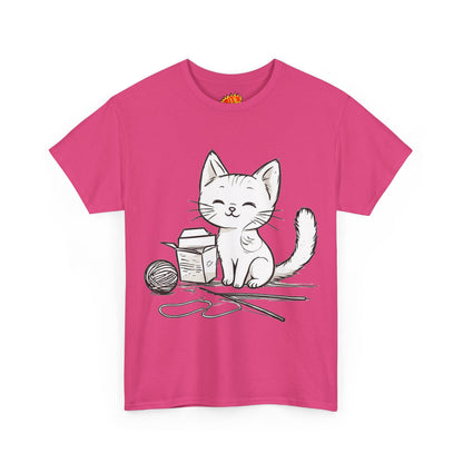 White Cat w/Takeout Yarn Art Tee Shirt