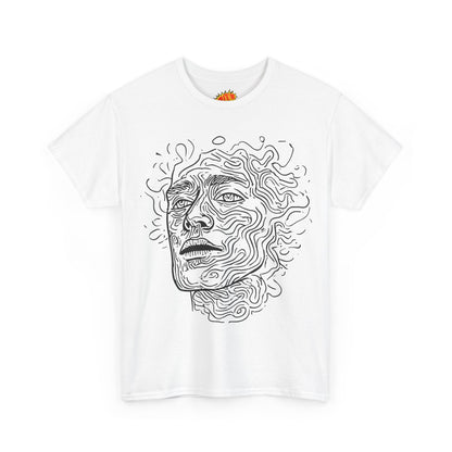 Human Face Line Drawing Portrait Graphic Art Tee Shirt