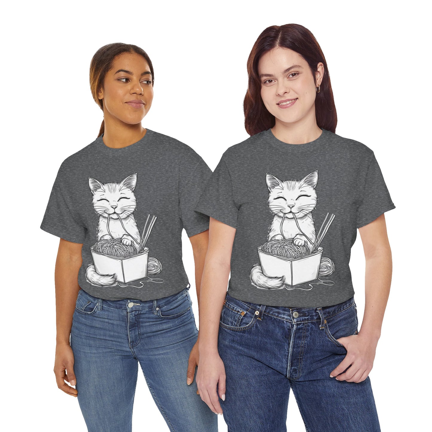 Cat w/Noodles Drawing Art Tee Shirt *Multiple Colors*