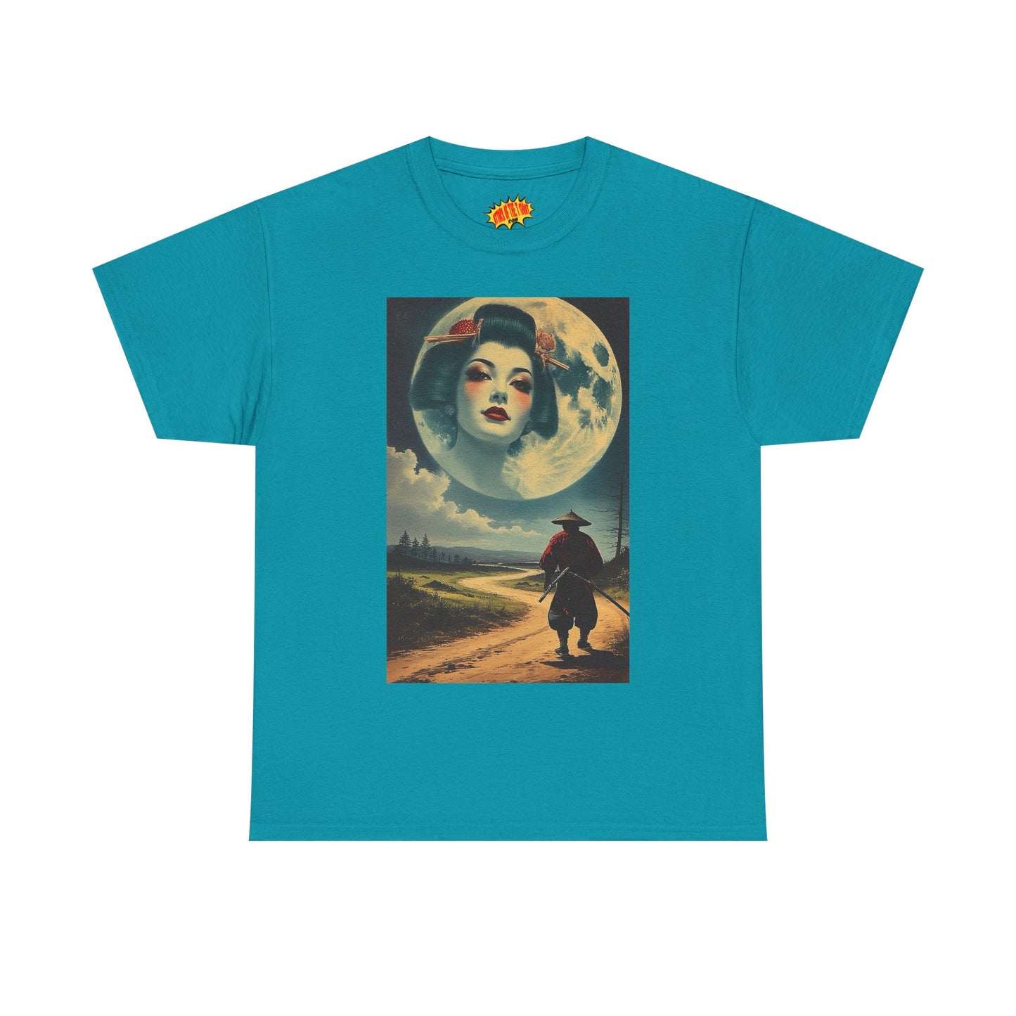 Samurai w/Geisha Full Moon T-Shirt *Multiple Colors*