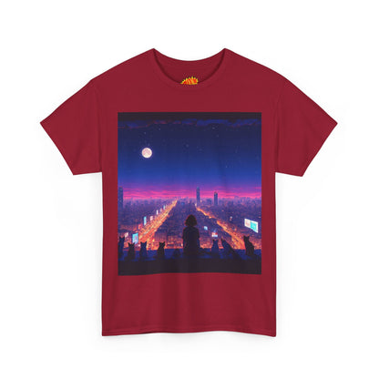 Anime City Full Moon Scene w/Girl & Cats T-Shirt