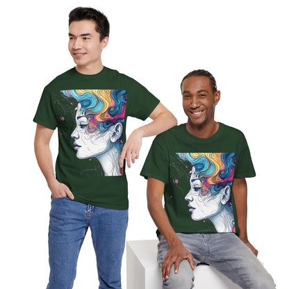 Face w/Color Hair Graphic Art Tee Shirt