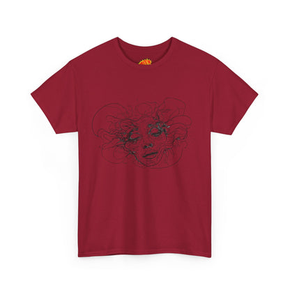 Abstract Face Line Drawing Graphic Art Tee Shirt
