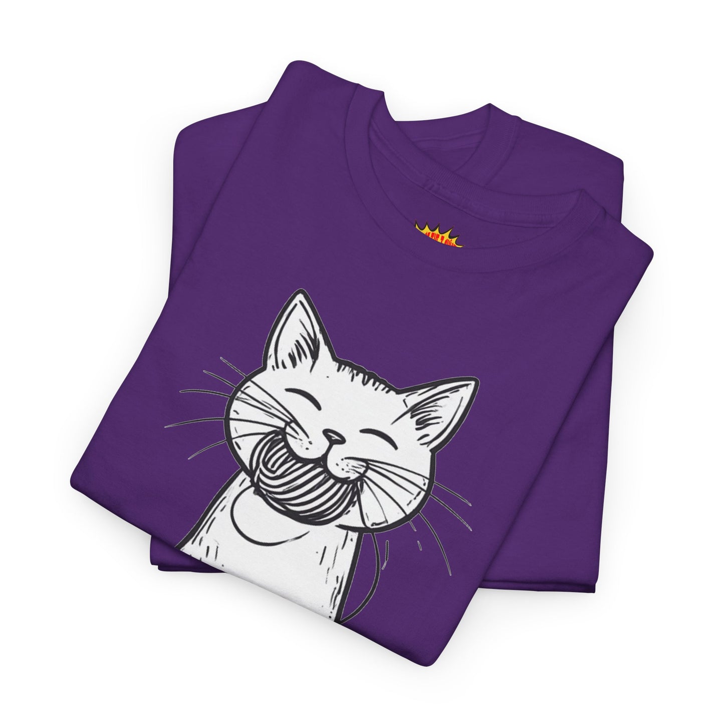 Cat w/Yarn Ball Takeout Art Tee Shirt *Multiple Colors*