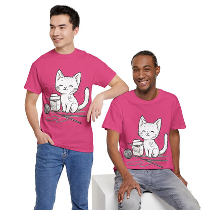 White Cat w/Takeout Yarn Art Tee Shirt