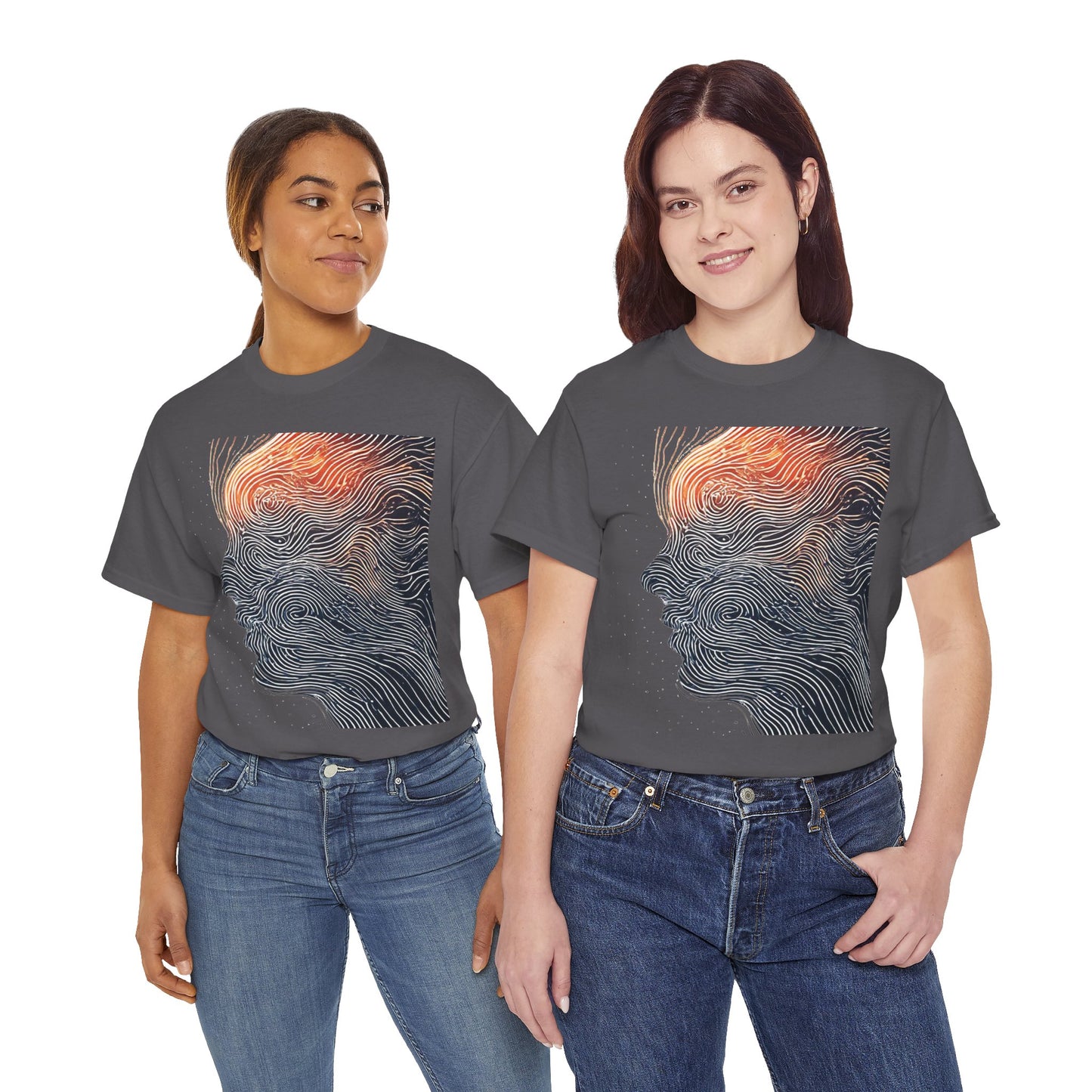 Line Drawing Face Graphic Art Tee Shirt *Multiple Colors*