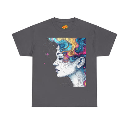 Face w/Color Hair Graphic Art Tee Shirt