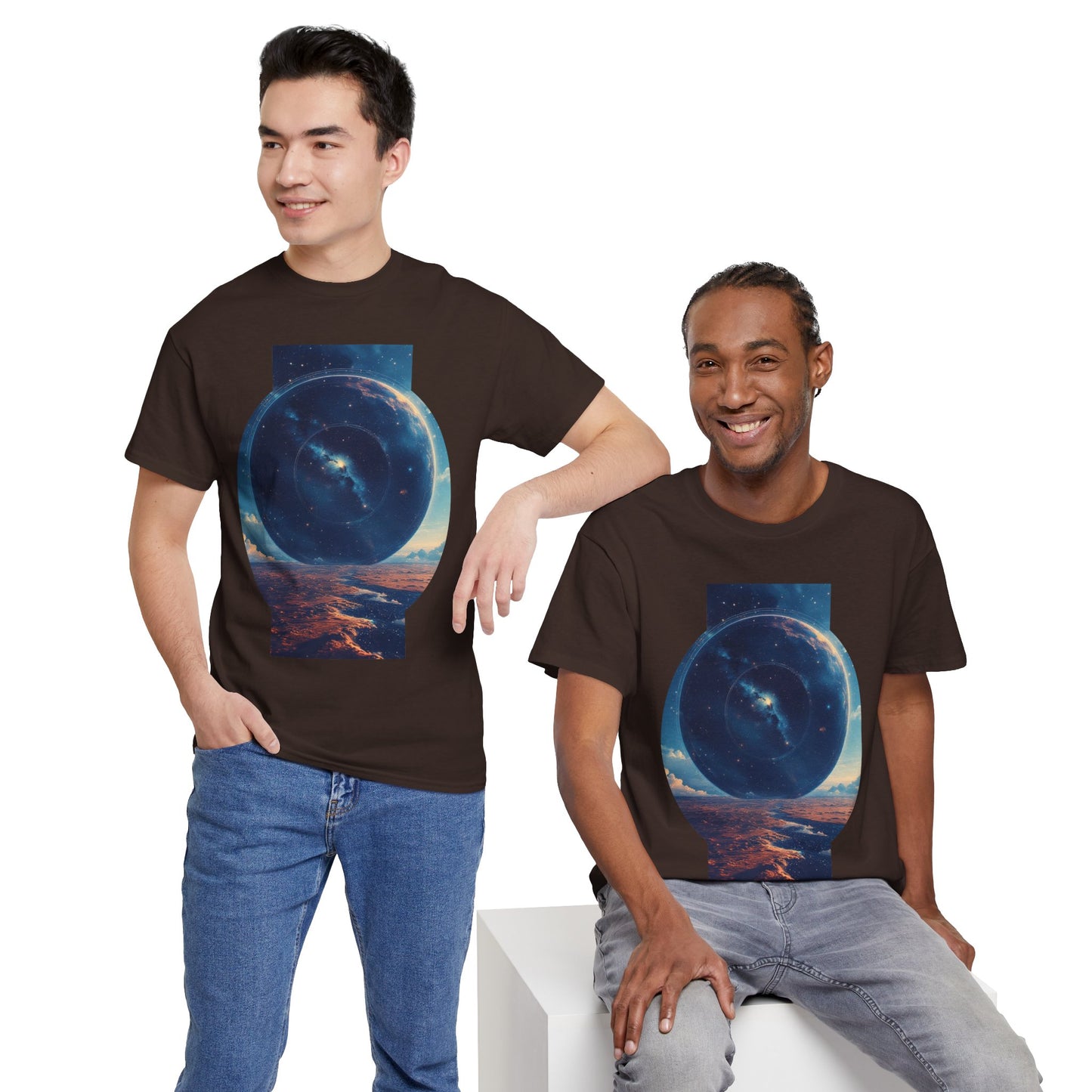 Round Galaxy Space Graphic Art Tee Shirt *Multiple Colors*
