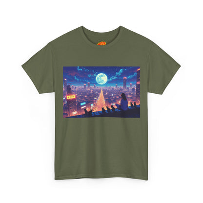 Anime Neon Night Cityscape w/Cats T-Shirt