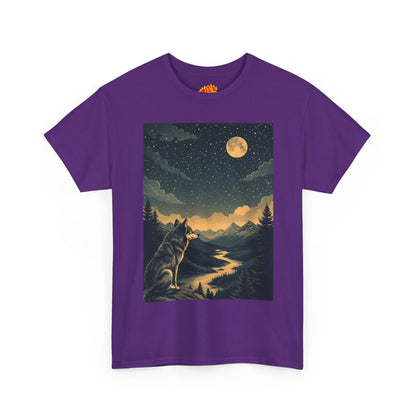 Mountain Wolf with River & Full Moon T-Shirt