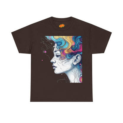Face w/Color Hair Graphic Art Tee Shirt