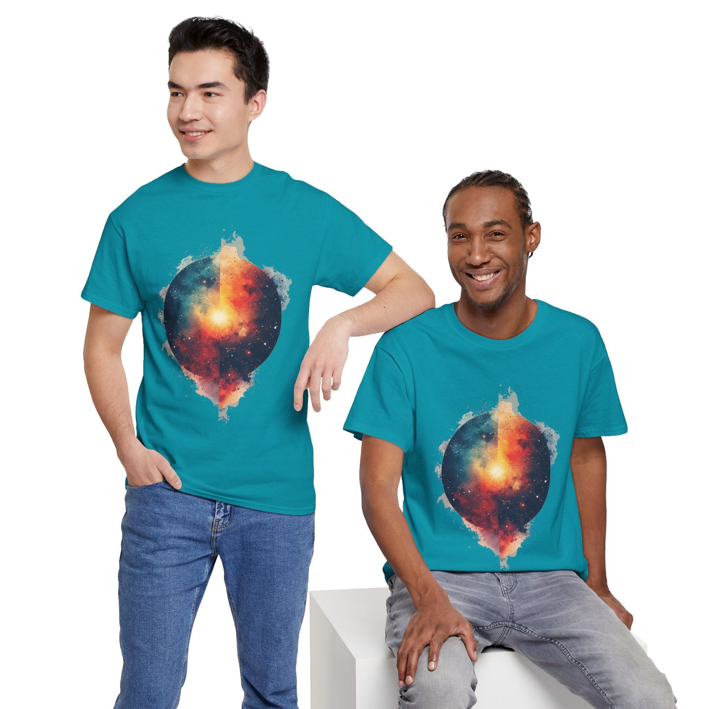 Round Galaxy w/Nebula Graphic Art Tee Shirt *Multiple Colors*