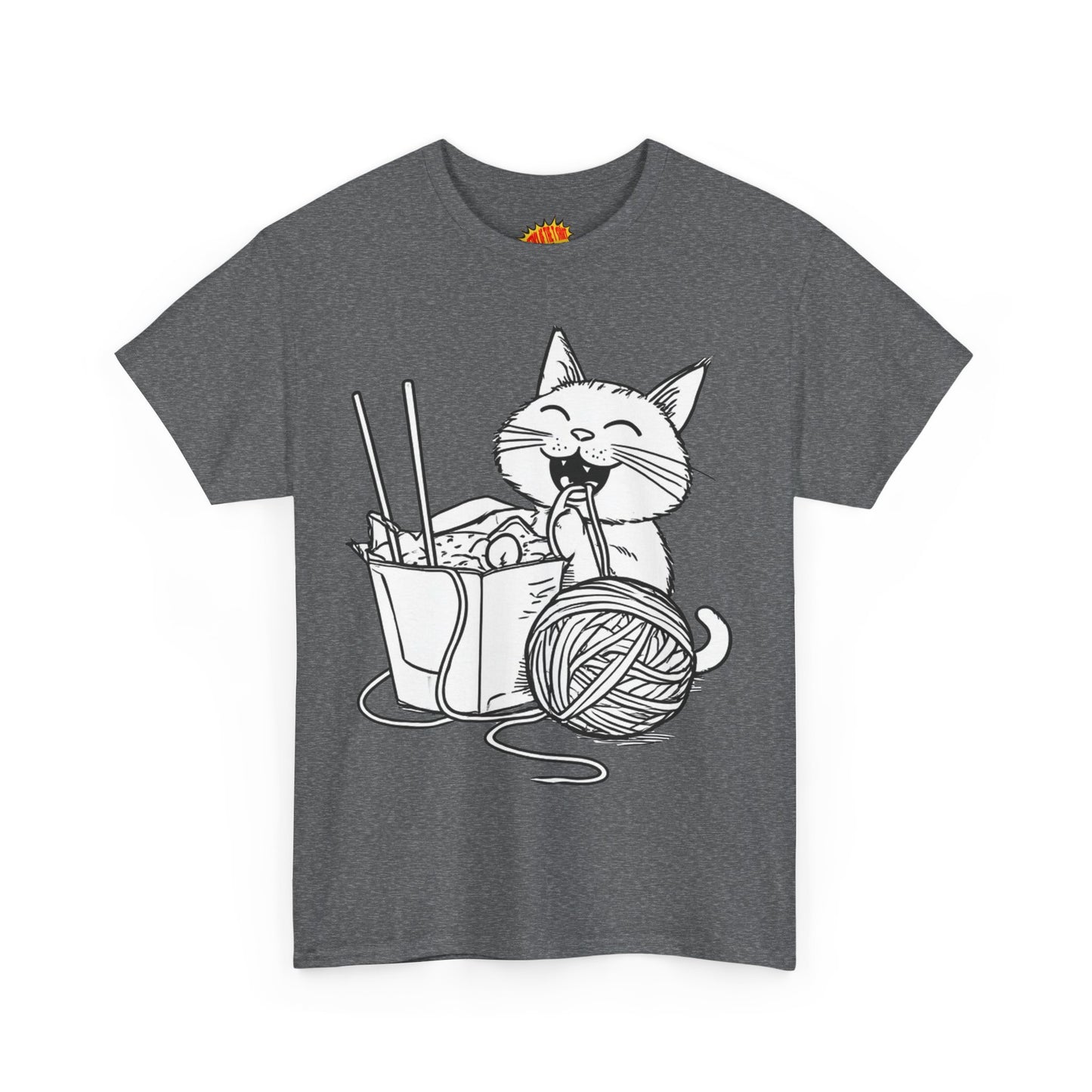 Happy Cat w/Noodles + Yarn Art Tee Shirt *Multiple Colors*
