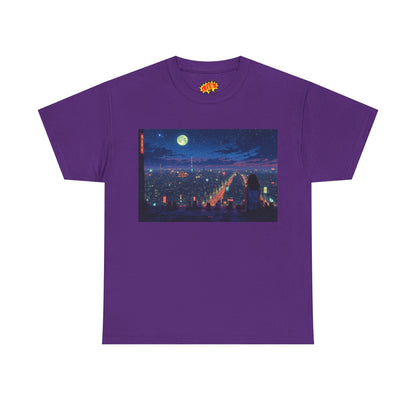 Anime Nighttime Neon Cityscape w/Cats T-Shirt