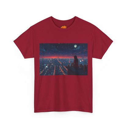 Neon City Anime Night Scene w/Cats T-Shirt