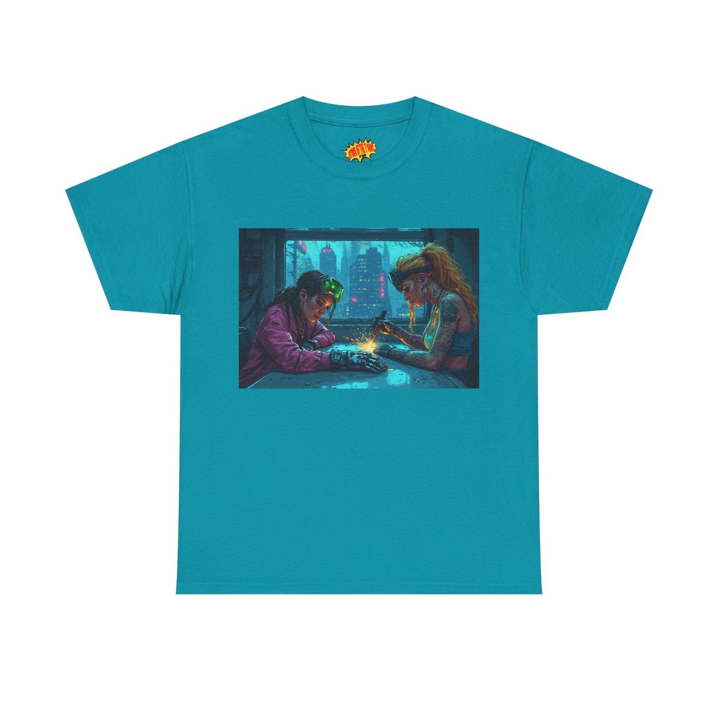 Cyberpunk Ladies Welding Scene T-Shirt *Multiple Colors*