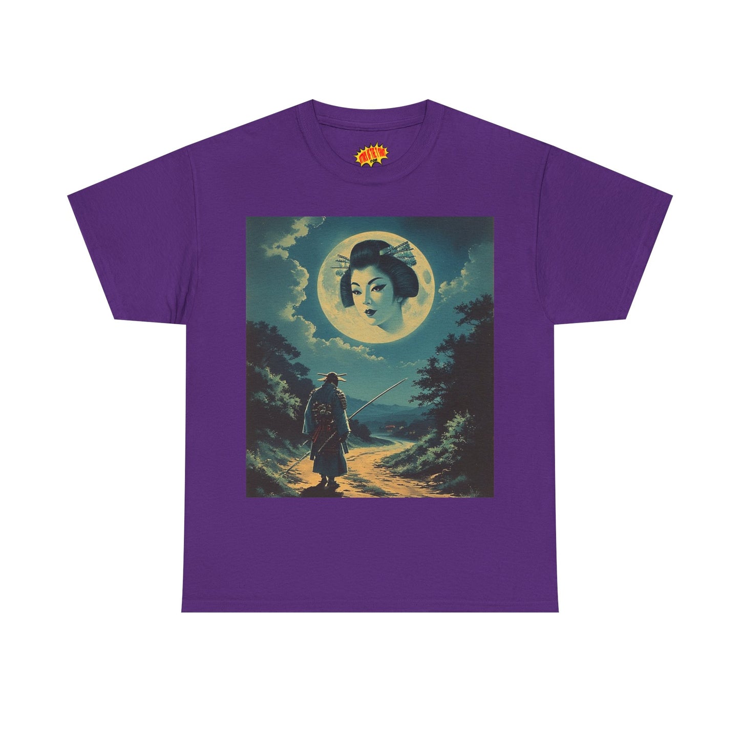 Travelling Samurai w/Full Moon Geisha Woman T-Shirt *Multiple Colors*