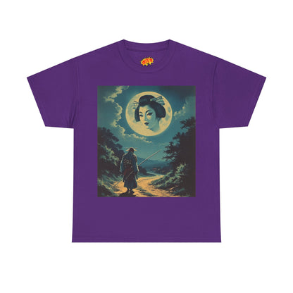 Travelling Samurai w/Full Moon Geisha Woman T-Shirt