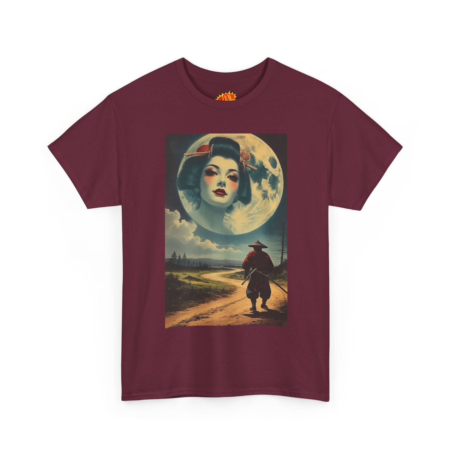 Samurai w/Geisha Full Moon T-Shirt *Multiple Colors*