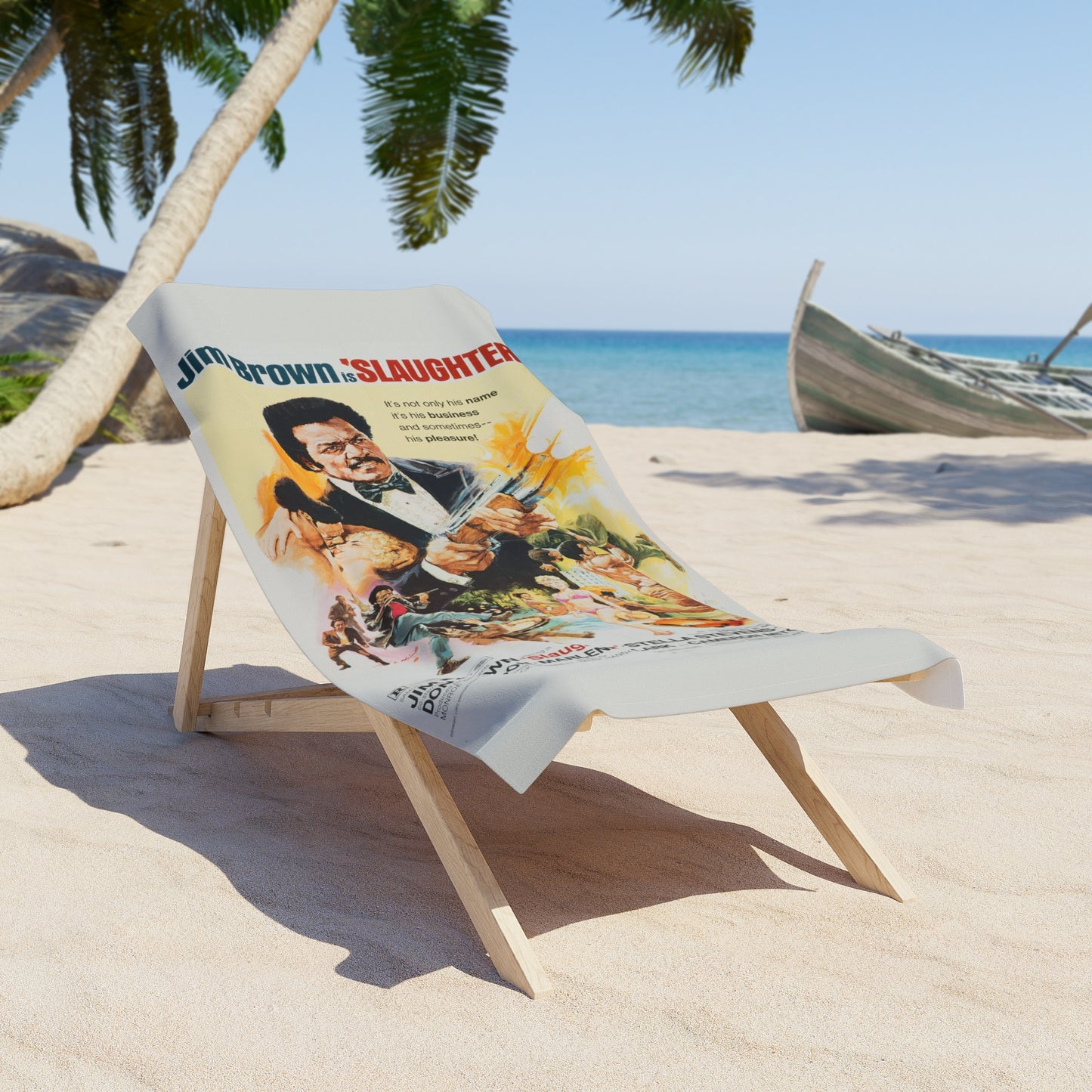 Jim Brown Slaughter Movie Poster Beach Towel | Vintage Film Art