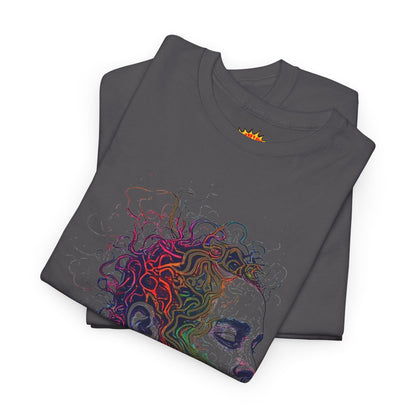 Multicolor Line Drawing Human Graphic Art Tee Shirt
