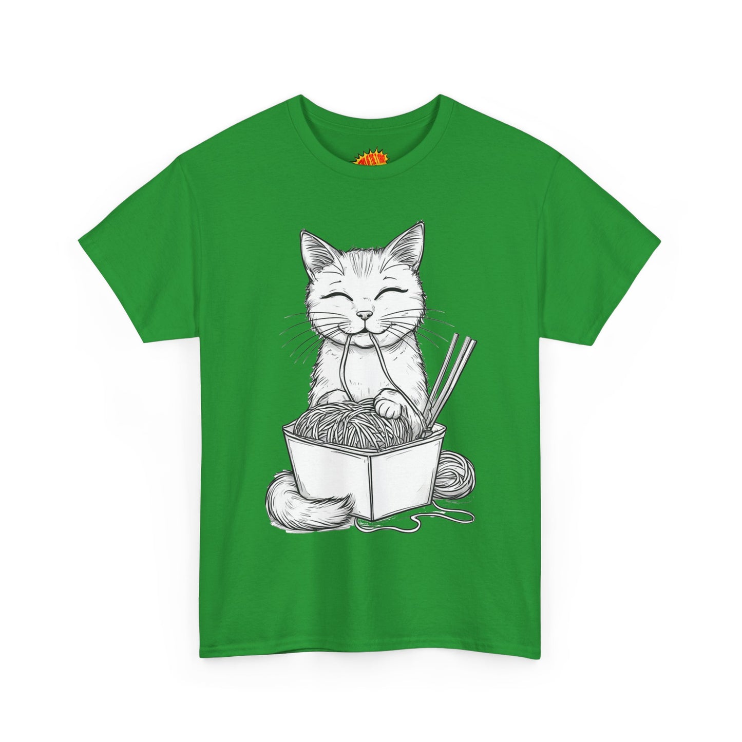 Cat w/Noodles Drawing Art Tee Shirt *Multiple Colors*