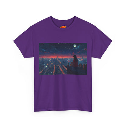 Neon City Anime Night Scene w/Cats T-Shirt