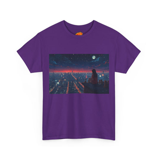 Neon City Anime Night Scene w/Cats T-Shirt *Multiple Colors*