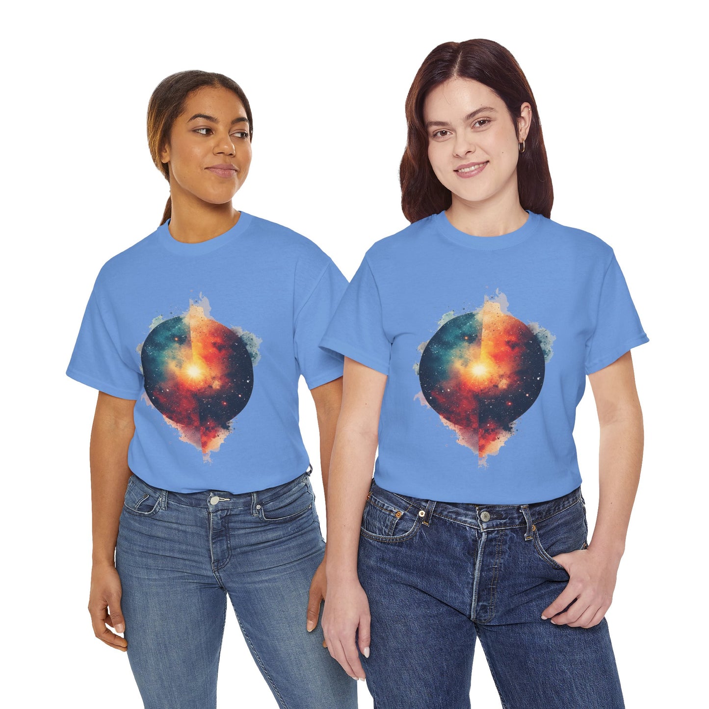 Round Galaxy w/Nebula Graphic Art Tee Shirt *Multiple Colors*
