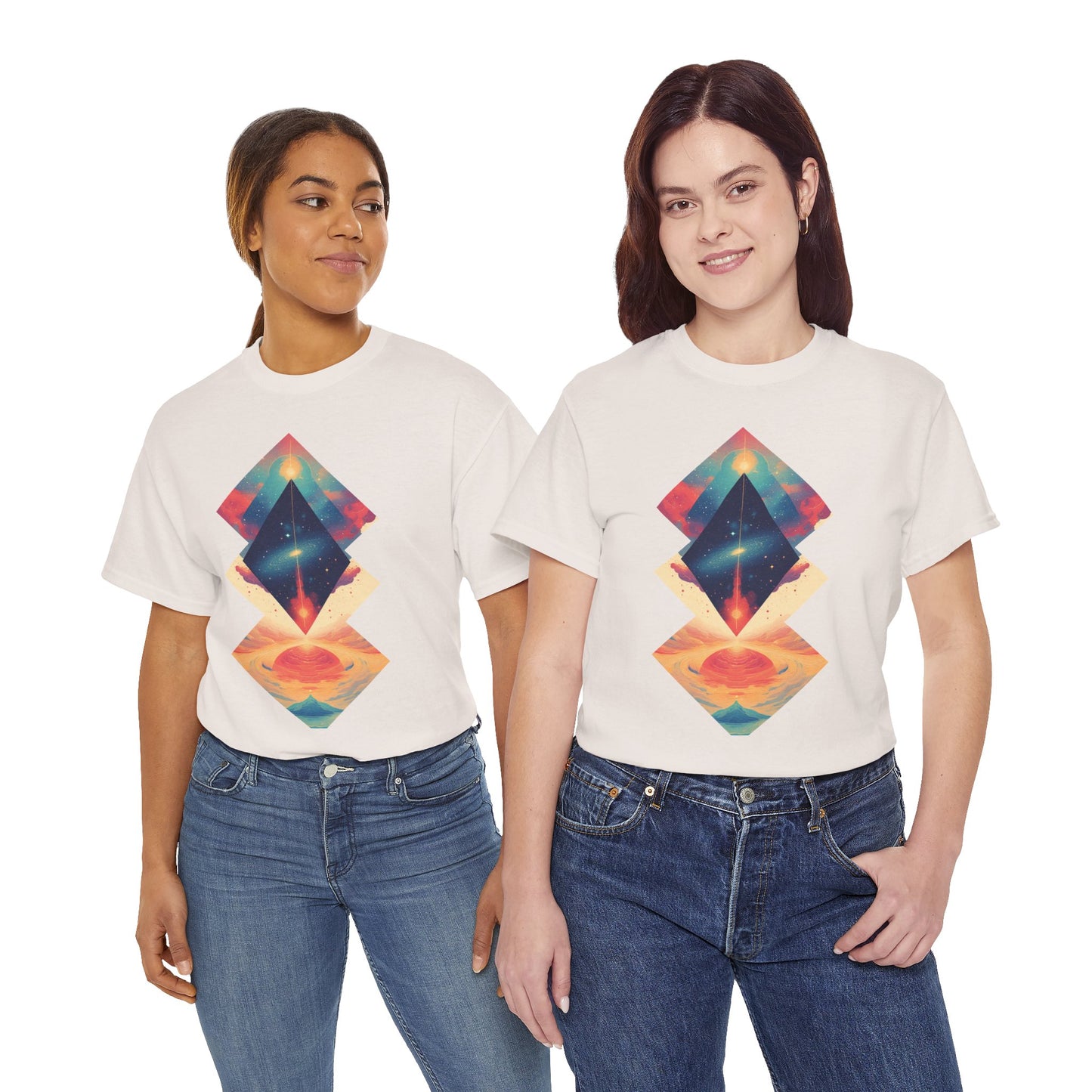 Geometric Shape Galaxy Graphic Space Art Tee Shirt *Multiple Colors*