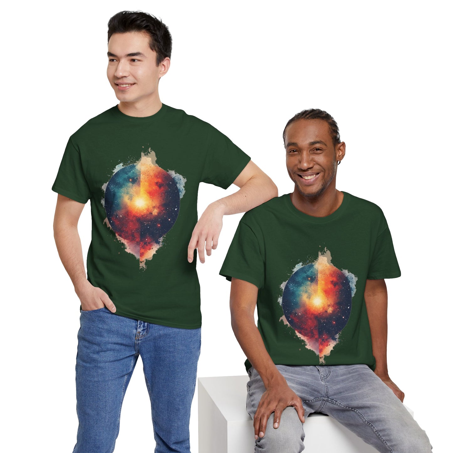 Round Galaxy w/Nebula Graphic Art Tee Shirt *Multiple Colors*