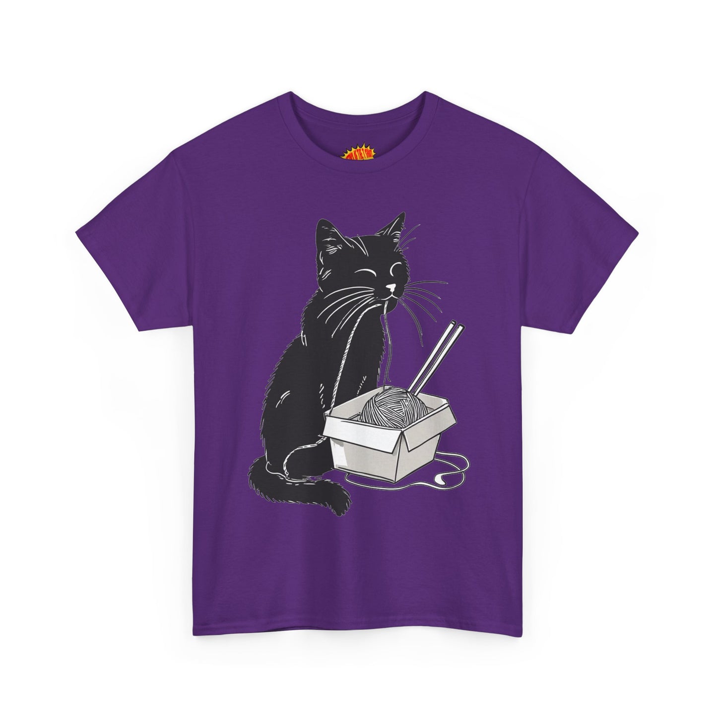 Black Cat w/Noodles Drawing Art Tee Shirt *Multiple Colors*