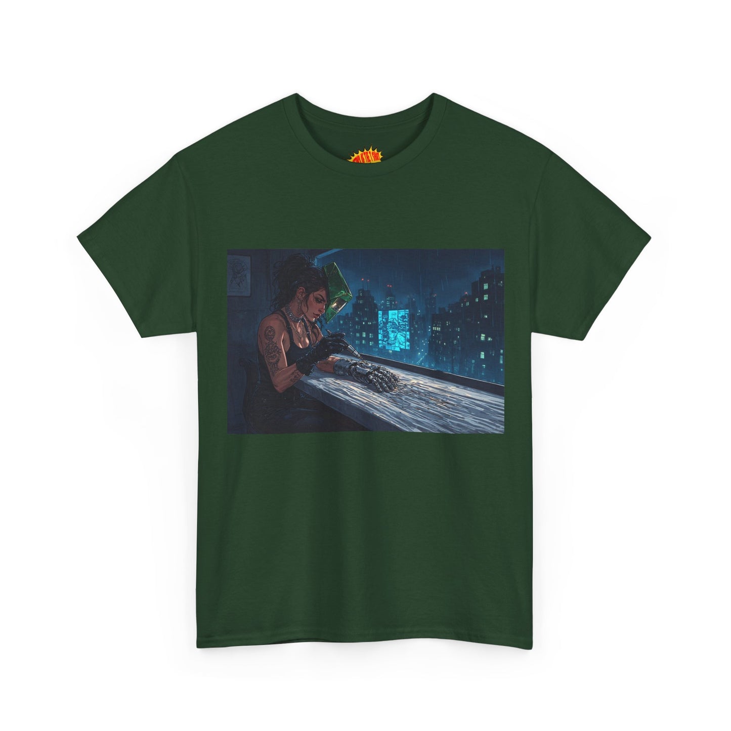 Cyberpunk Women w/Cybernetic Hand Scene T-Shirt *Multiple Colors*