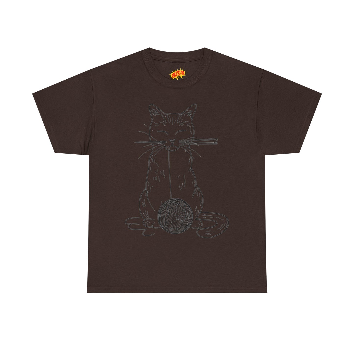 Cat w/Yarn Ball Line Art Drawing Tee Shirt *Multiple Colors*