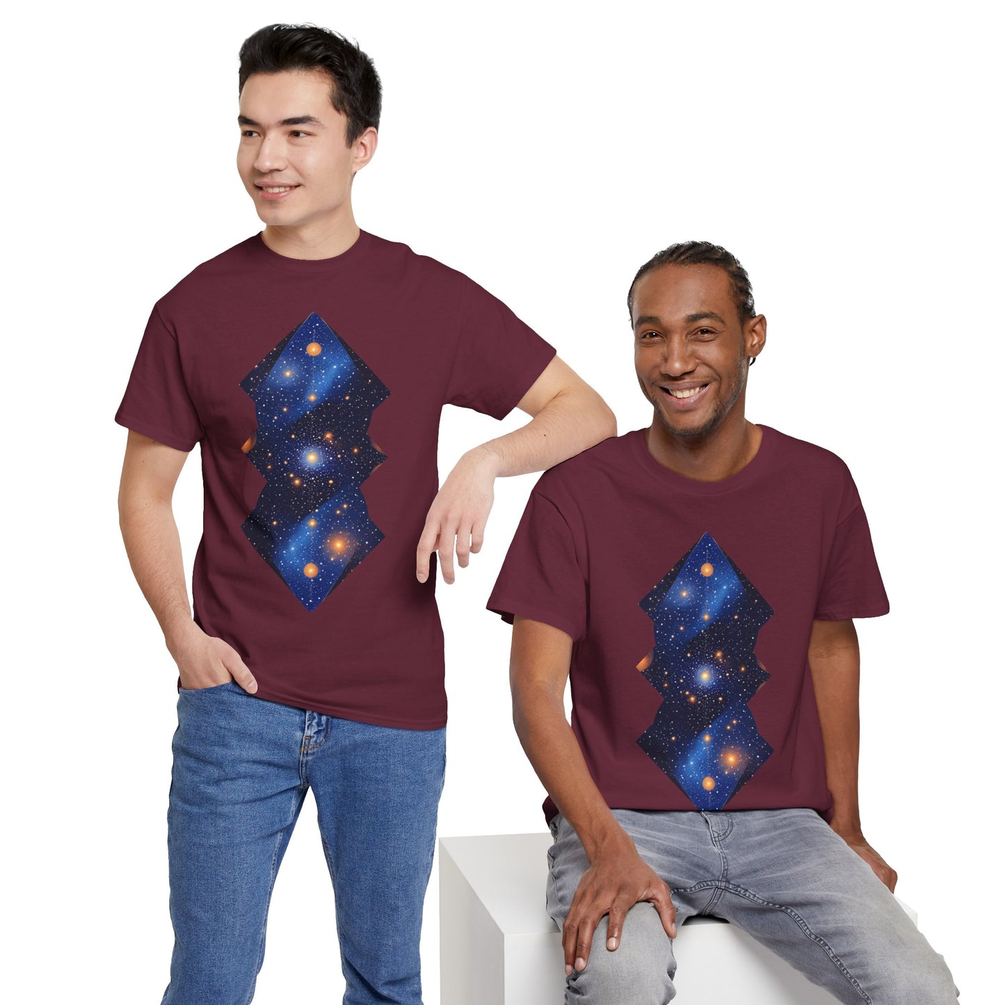 Geometric Shaped Galaxy Graphic Space Art Tee Shirt *Multiple Colors*