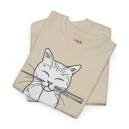 White Cat w/Yarn Ball Art Drawing Tee Shirt