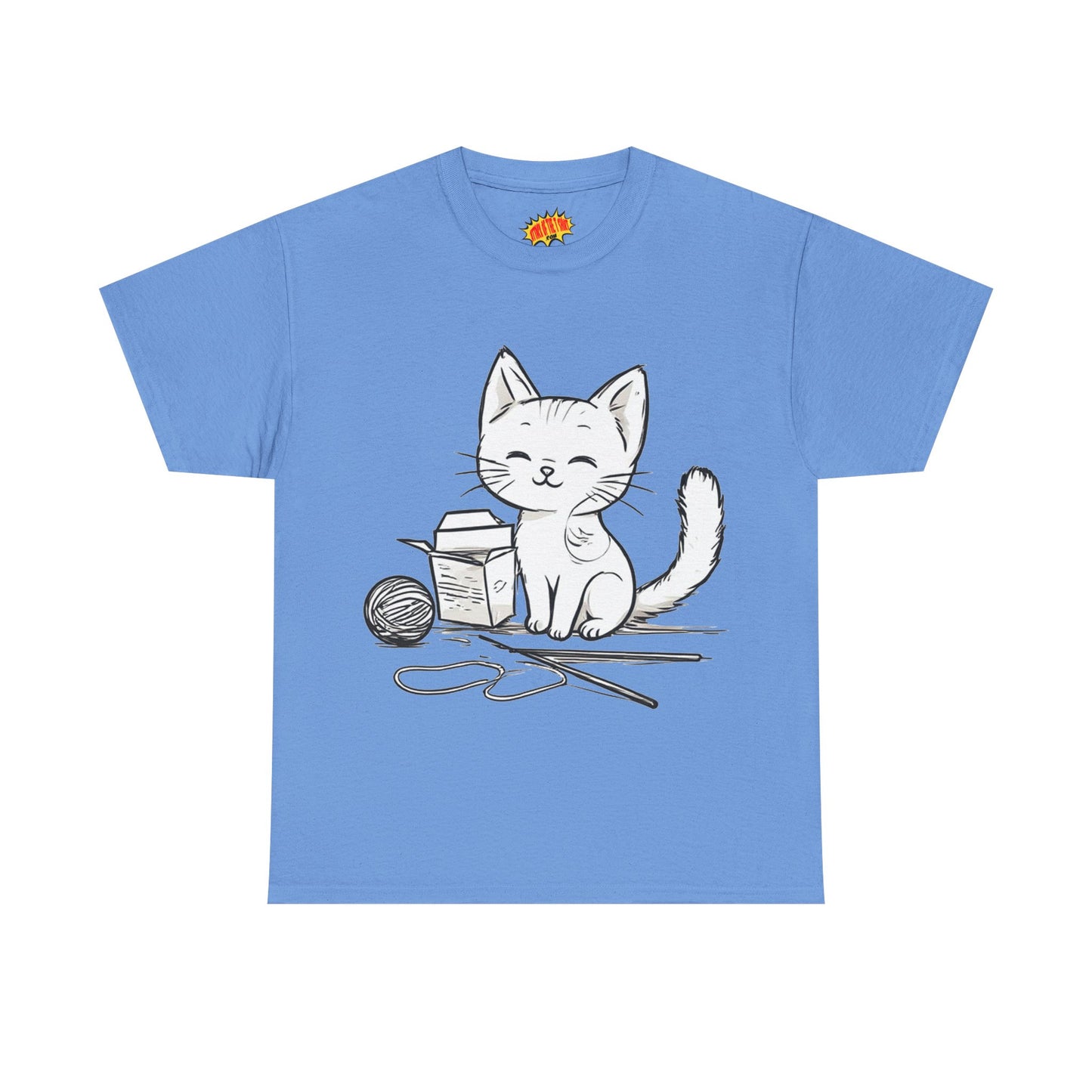 White Cat w/Takeout Yarn Art Tee Shirt *Multiple Colors*