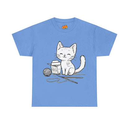 White Cat w/Takeout Yarn Art Tee Shirt