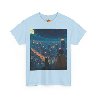 Anime City Night Scene w/Cats T-Shirt