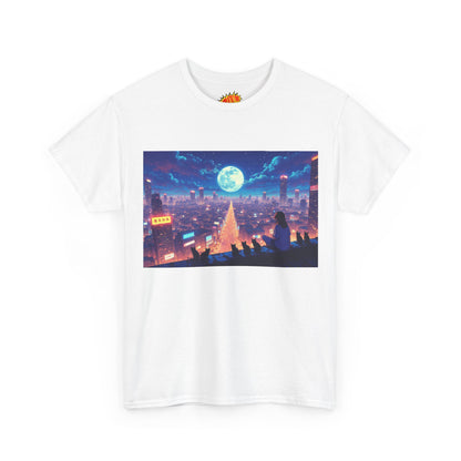 Anime Neon Night Cityscape w/Cats T-Shirt