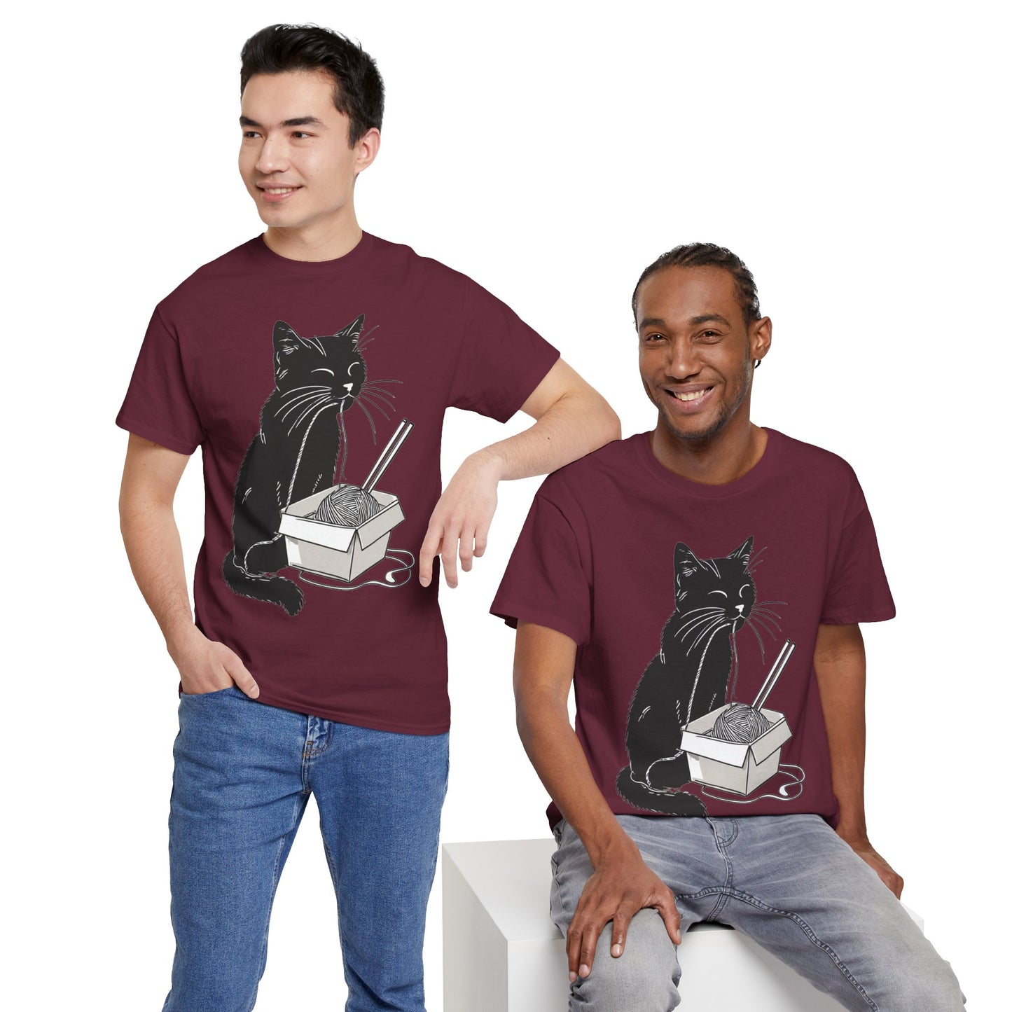 Black Cat w/Noodles Drawing Art Tee Shirt *Multiple Colors*