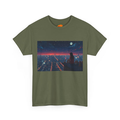Neon City Anime Night Scene w/Cats T-Shirt