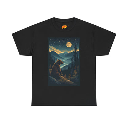 Sitting Grizzly Bear Full Moon Scene T-Shirt