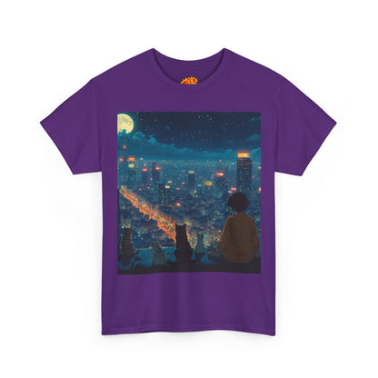 Anime City Night Scene w/Cats T-Shirt