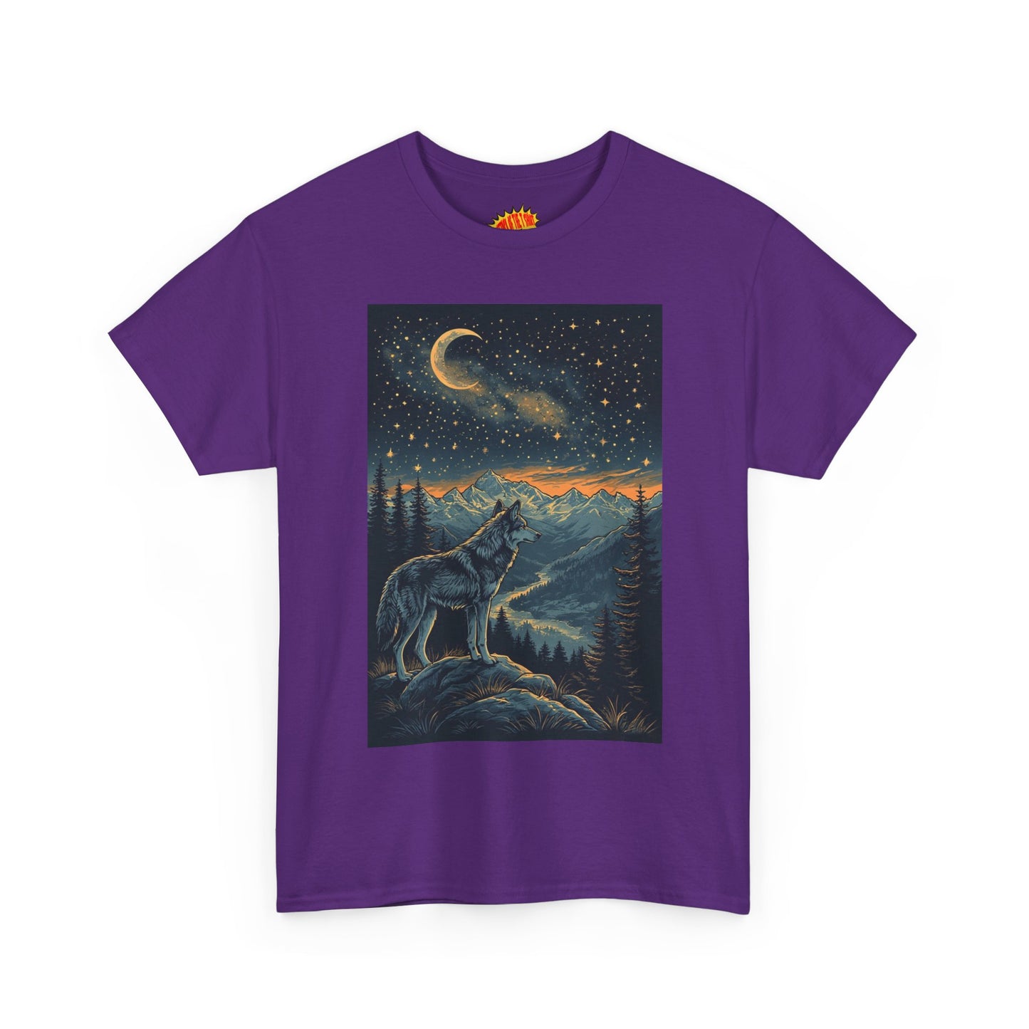 Mountain Wolf Sliver Moon Scene T-Shirt *Multiple Colors*